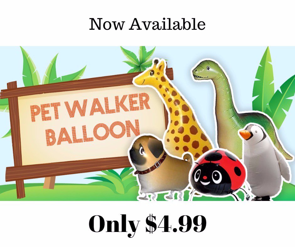 PartyTimeofLaf's tweet photo. Terrier, Dachshund, Penguin, Pig, Cow, Panda, Giraffe and Dinosaur Pet Walkers available now at Party Time. https://t.co/UPOKcnXoAp