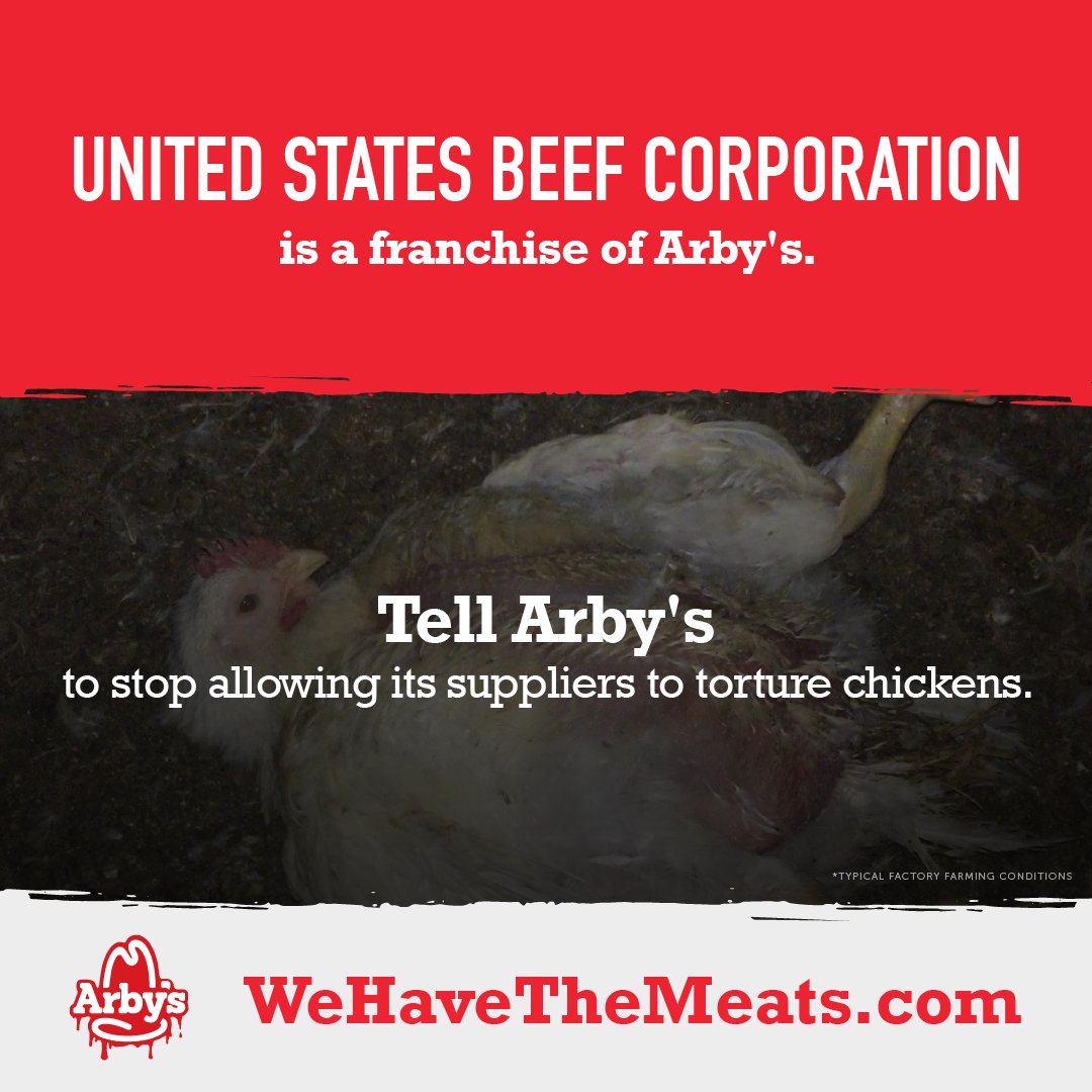 VegOKC's tweet photo. It’s time for @USBeefCorp and @arbys to take action on animal welfare. https://t.co/O61uDiP0HF #WeHaveTheCruelty