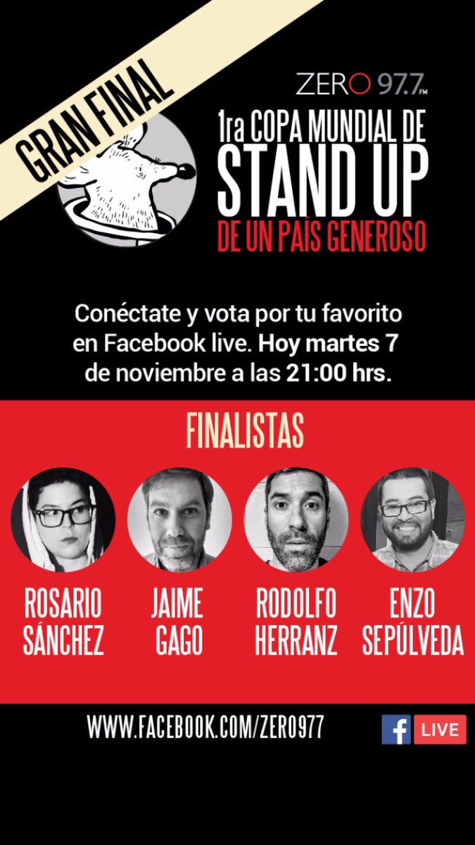 elwerne's tweet photo. VOTA súmate, como dijo Lenin: no dejes que unos pocos decidan por ti! Convierte a tu comediante favorit@ en el 1er Campeón o Campeona Mundial de la #CopaStandUp del #paisgeneroso
Hoy: en directo desde Teatro Mori con @pobrecabra y @janidejesmar
@radiozero977 🐀🐁 https://t.co/E2BEwA68m0
