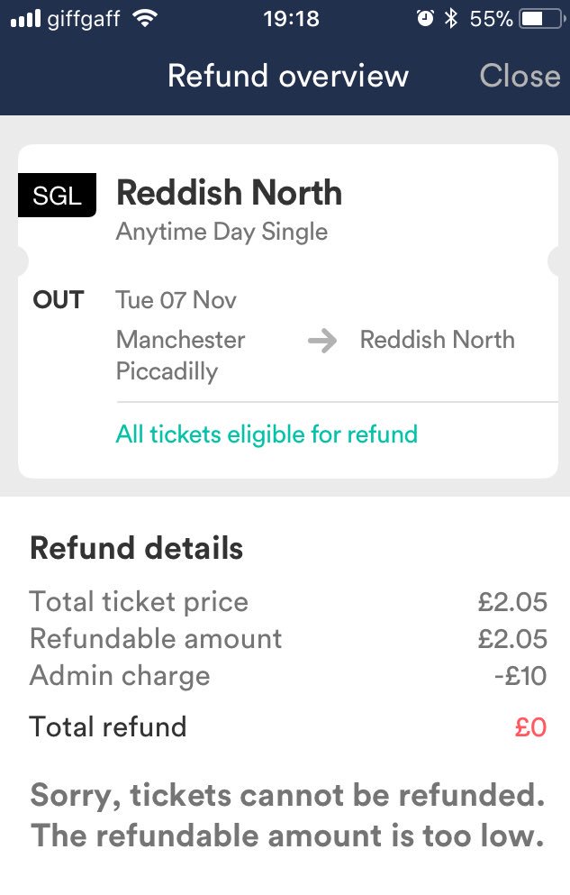 Goatbuoy's tweet photo. Seriously? £10 for a refund @thetrainline - can you imagine any shop charging you to get a refund!!? https://t.co/GUl82oX3rG