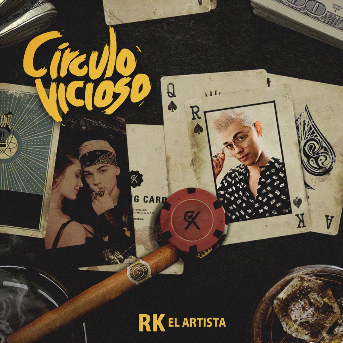 RKARTISTA's tweet photo. Les presento la carátula oficial de #CirculoVicioso (estaré siguiendo y enviándole dm a las personitas que la tengan en su perfil) 💛⚡️ https://t.co/aomrJyJ3Ro