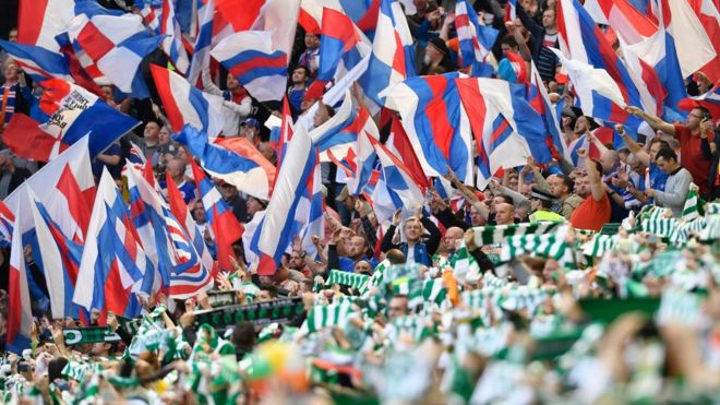 SportsRivalry's tweet photo. A derby like no other: the Old Firm, between Celtic F.C. and Ranger F.C.

A clash that seeps deep into every religious, political, and cultural divide in Scottish society. Est. 1888 😳 #OldFirm https://t.co/oZAgJfUMuc