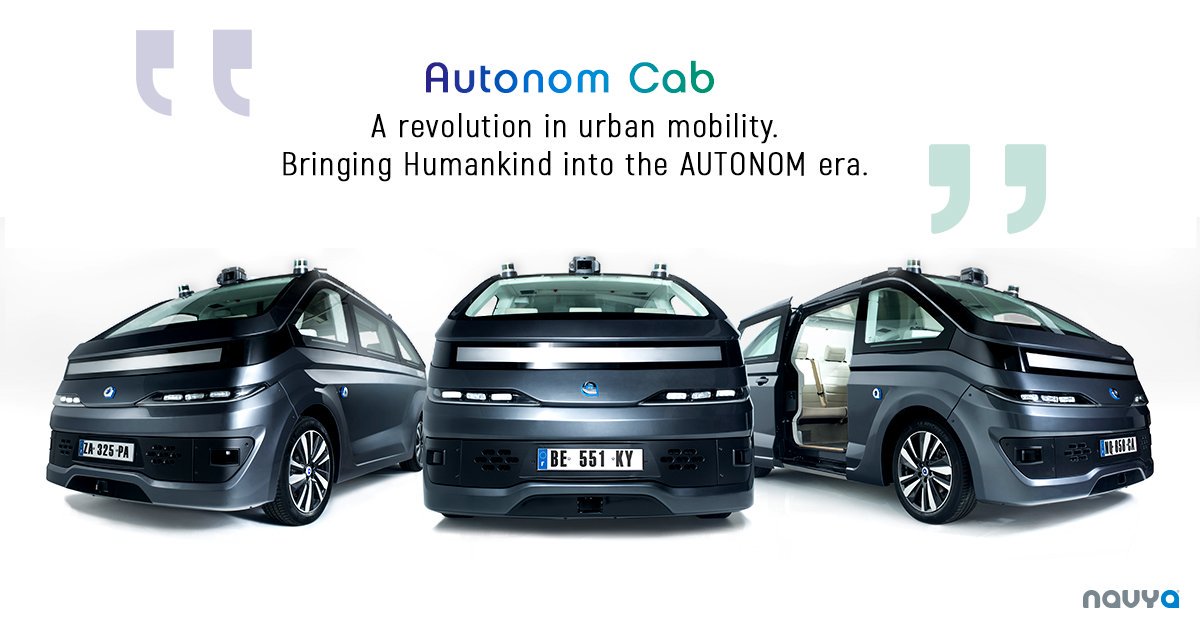Navya_Group's tweet photo. Proud to present the first taxi robot AUTONOM CAB with our partners @RACWA & @groupekeolis! https://t.co/wCHPWZUMW6