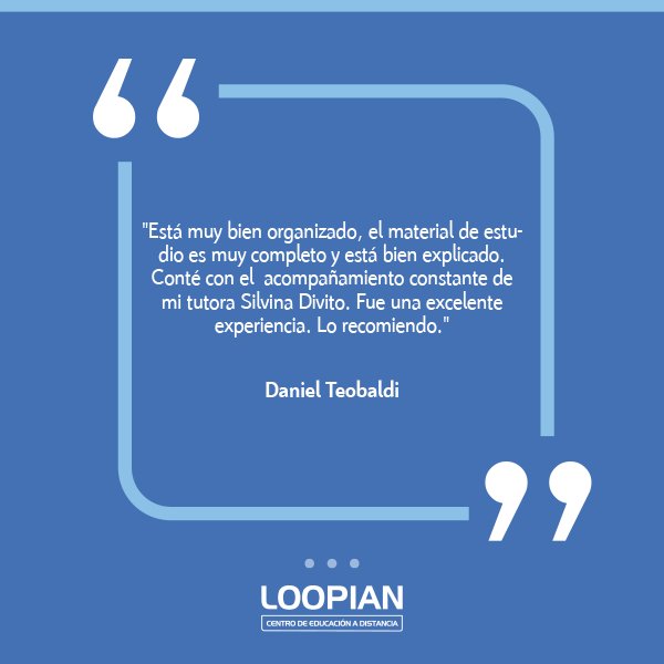 loopian's tweet photo. Nuestros cursos tienen el material de estudio completo y actualizado para brindarte la mejor información .¡Gracias Daniel por elegirnos! https://t.co/tirAt1HN6V