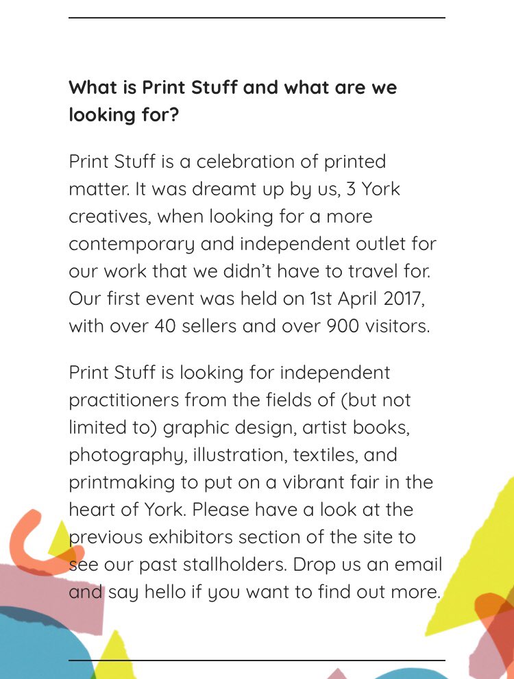 Print_Stuff's tweet photo. Got questions about #PrintStuff? Our website has a FAQ section plus you can view the past stallholders. Or drop us an email & say hello ๐ https://t.co/dRjWh5QBvD