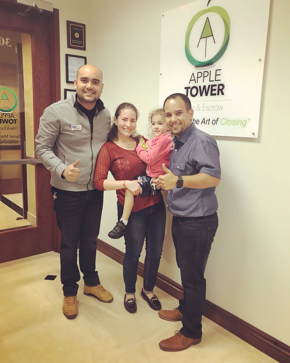 appletowertitle's tweet photo. Happy #Tuesday! Right from the #ClosingTable to #happy #clients! Thank you Victor Muรฑoz for trusting our team of #professionals! #AppleTower https://t.co/neNiZR9BTX