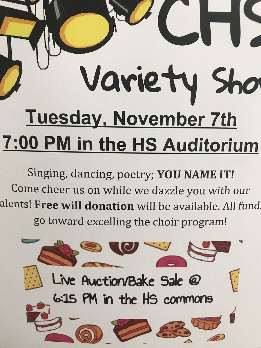 FDCSsupt's tweet photo. Variety Show tonight at 7pm in he High School Auditorium. Come check out our talented students
@CCSDCards https://t.co/L6MNLg9usz