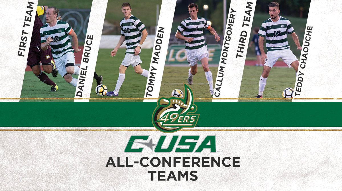 Charlotte49ers's tweet photo. Congrats to @49ersoccer Daniel Bruce, Tommy Madden, Callum Montgomery &amp; Teddy Chaouche for earning All-Conference USA honors. https://t.co/NO4mHv8Dtp