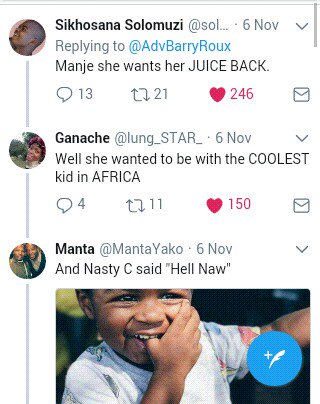 Zamo_Njomz's tweet photo. Black Twitter is using Nasty C songs to explain this smash saga https://t.co/FLB8AwJldr