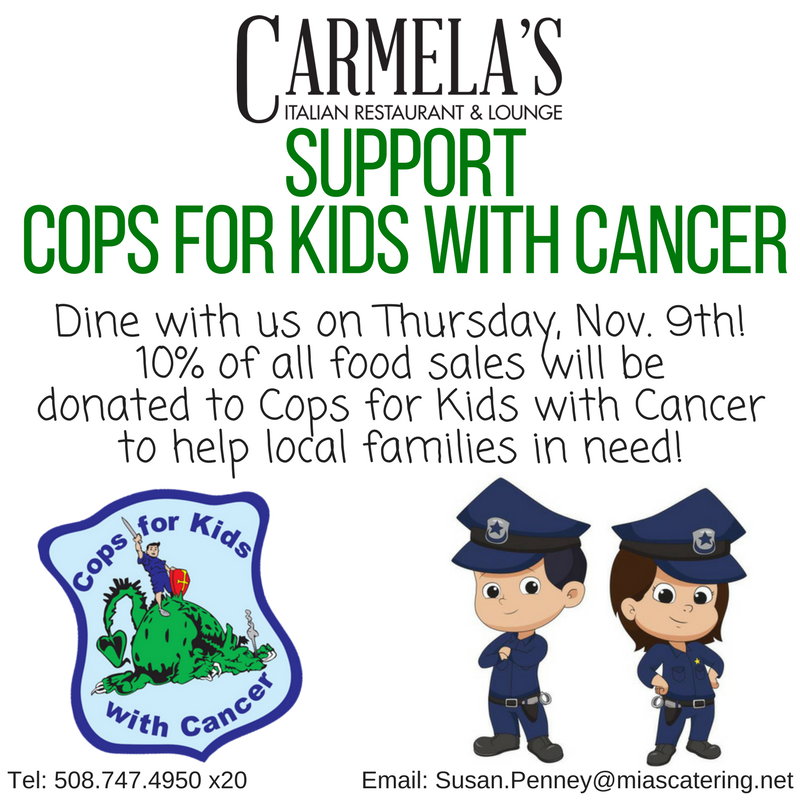 CarmelasMA's tweet photo. Food for thought! Dine with us to show your support! #copsforkidswithcancer #fundraising #carmelas #kingston https://t.co/28f9sRQbVt