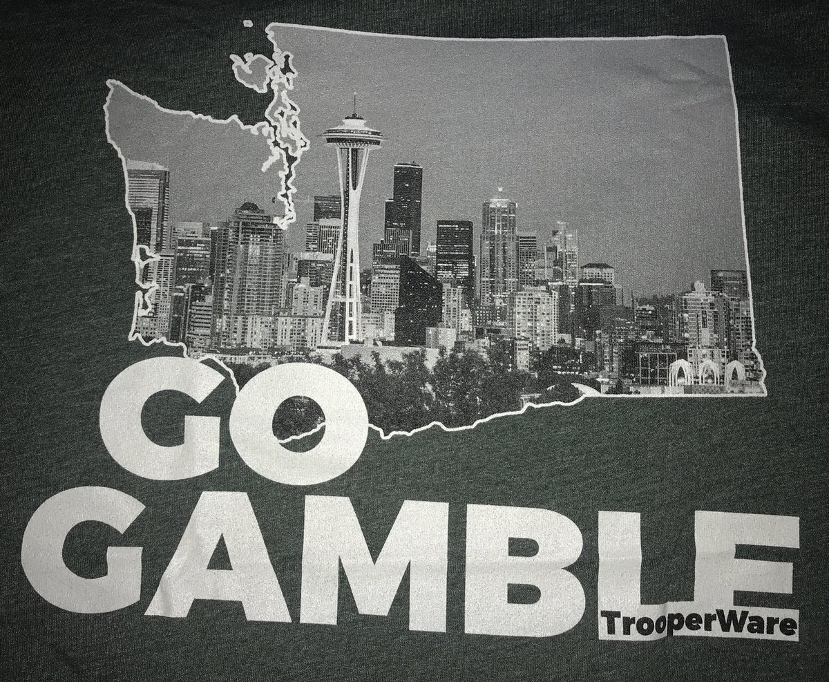 SoTrumpie's tweet photo. @TheTrooper97 I got the mail & refuse to give bf his Seattle shirt. Finders keepers ππ #GoGamble #Trooperware https://t.co/ZiAr5AJxbv