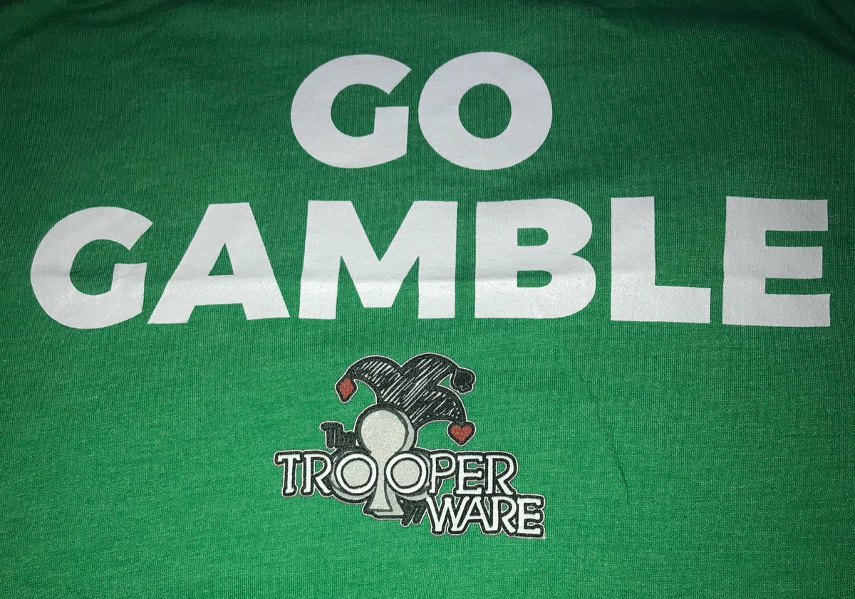 SoTrumpie's tweet photo. @TheTrooper97 I got the mail & refuse to give bf his Seattle shirt. Finders keepers ππ #GoGamble #Trooperware https://t.co/ZiAr5AJxbv