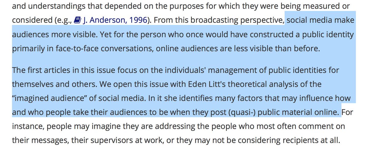 dgallomc's tweet photo. #LIS651 Realizing that the blurring of publics and audiences might have a role in dangerous social comparisons through social media https://t.co/K1sN34cu91