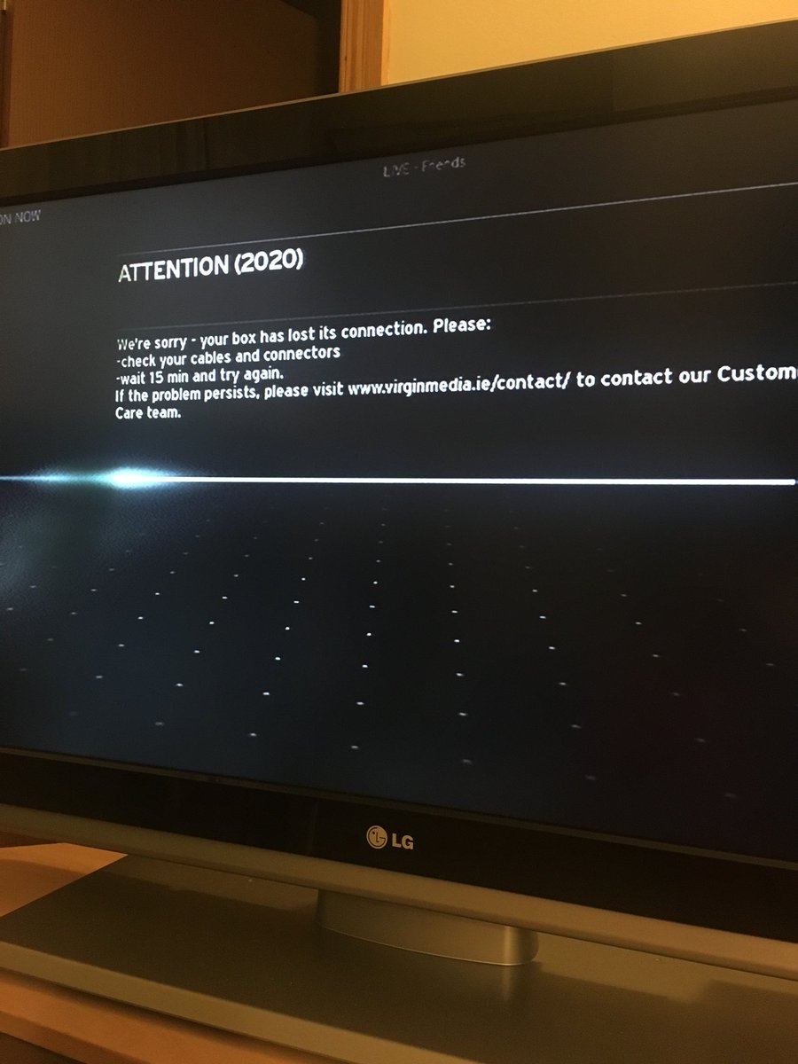 nic_colaa's tweet photo. @VirginMediaIE  hi my tv has a 2020 error and the WiFi is down in the North Dublin area. https://t.co/M4E1h4tbC6