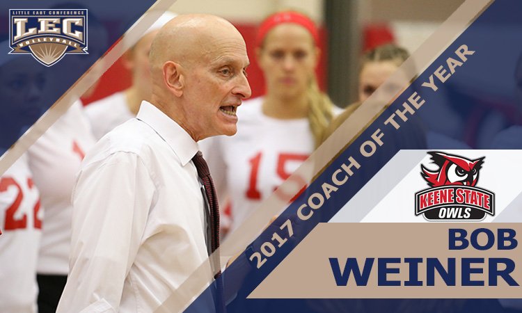 LittleEastConf's tweet photo. .@KSCVB's Riley Bunker was named #LECwvb Defensive Player of the Year, while Bob Weiner was named Coach of the Year #d3vb https://t.co/9hxYEiPfPS