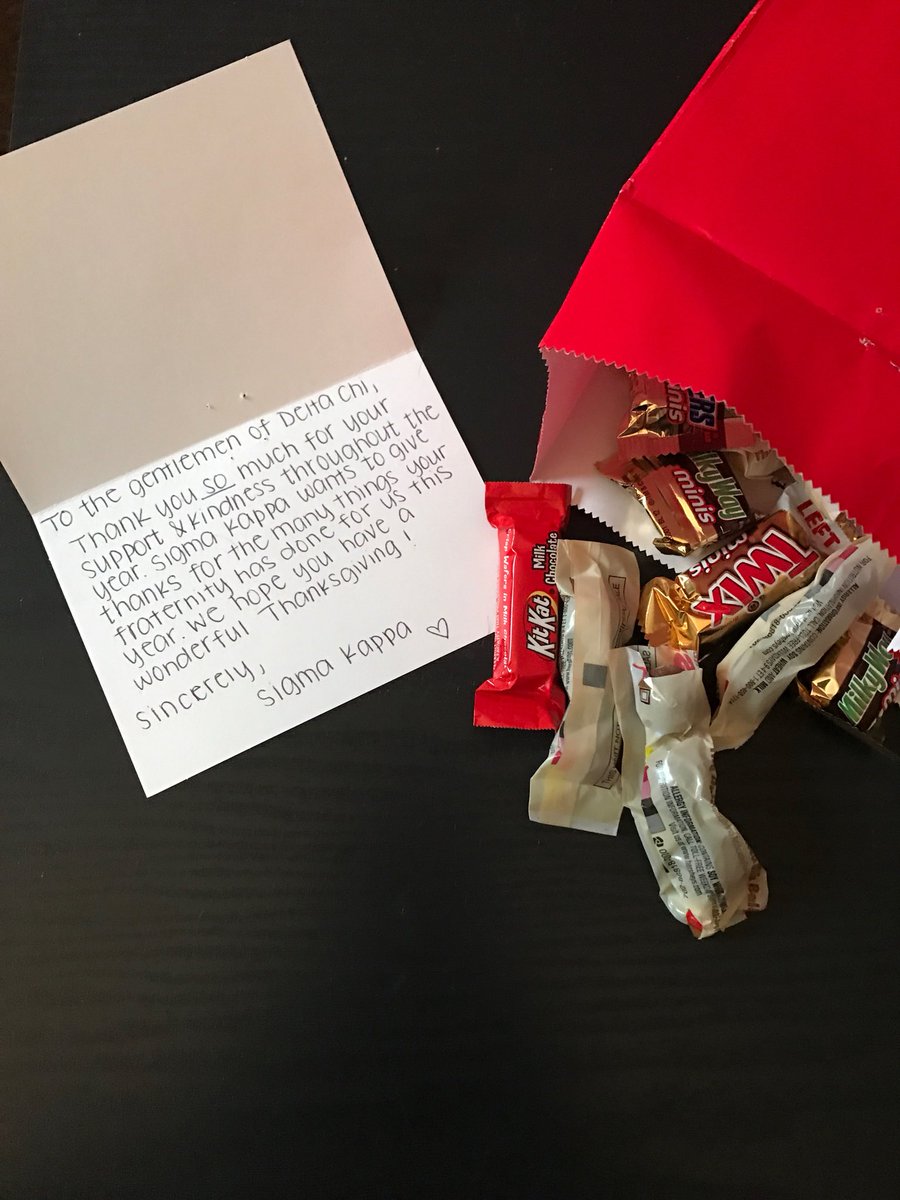 Thanks to the lovely ladies of <a href="/SigKap_NIU/">Sigma Kappa ╳ NIU</a> for the nice letter and candy today! 😋🍫🍬