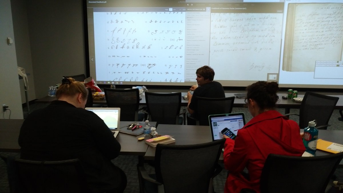 JustChauncey's tweet photo. @empsociety #EMROCtranscribes Making use of all of our resources for some of these! Handbooks, OED, and Luna galore! https://t.co/rDZ0mVgbmo
