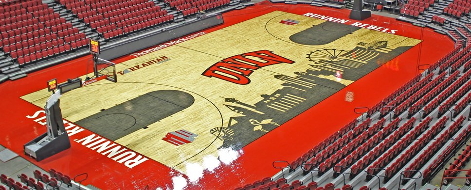 We are extremely proud to reveal our new <a href="/ThomasAndMack/">Thomas & Mack Center</a> court! #UsNowLV #UNLVmbb Details: unlvrebels.com/sports/m-baskb…