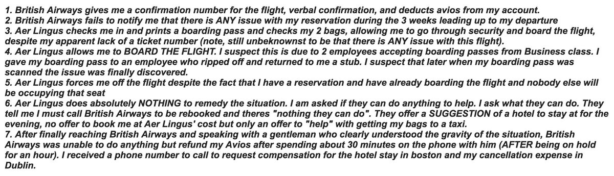 Aimal's tweet image. Photos of my email to Aer Lingus and British Airways leadership describing this incident, cc @OneMileataTime