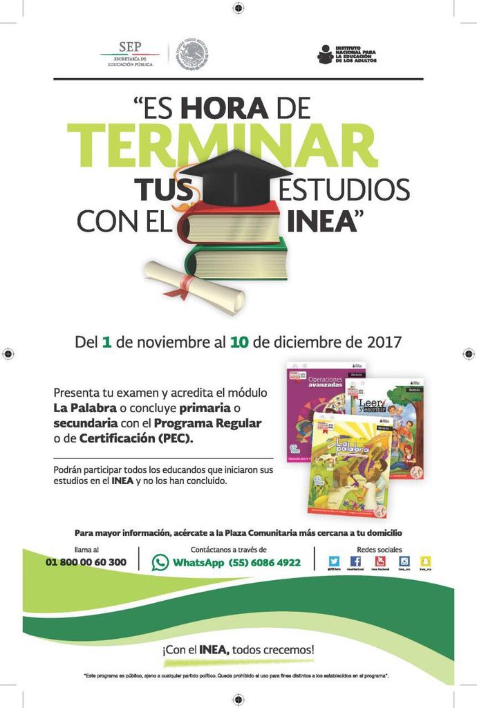 plaza_atlapex's tweet photo. #BuenasTardes no te quedes sin terminar tus estudios tienes asta el 10 de diciembre con #PEC2017 #programaregular primaria o secundaria https://t.co/dNg3SA2L9E
