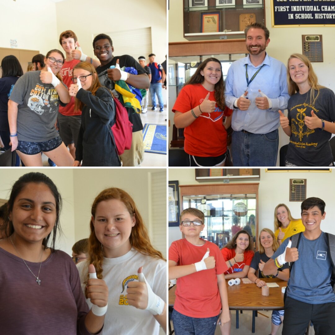 Sports medicine students got to teach about the program and show off their skills! #thumbsupforHOSA #nationalHOSAweek #floridaHOSA