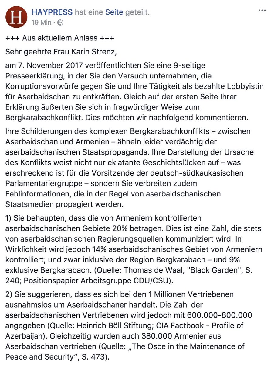 Haypress On Twitter Kommentar Zur Jungsten Presseerklarung Von Mdb Karin Strenz Bergkarabachkonflikt Aserbaidschan Armenien Cdu Https T Co Ct6yc9krxm Https T Co Ii9g6og5e0