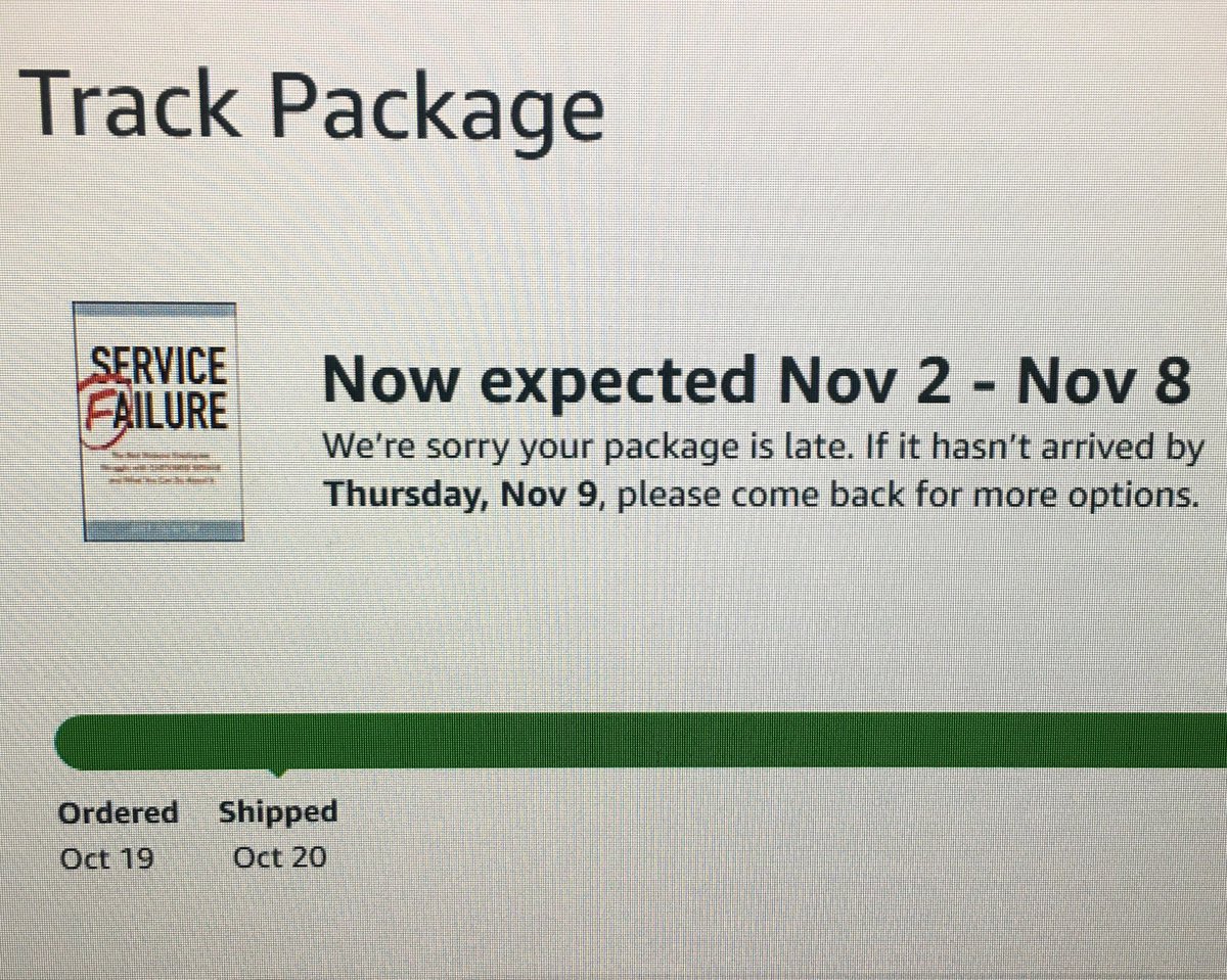 duanefield's tweet photo. Irony - Ordered a book from Amazon. Was supposed to be delivered last week. I think they’re messing with me. https://t.co/r2kHH7v9YQ