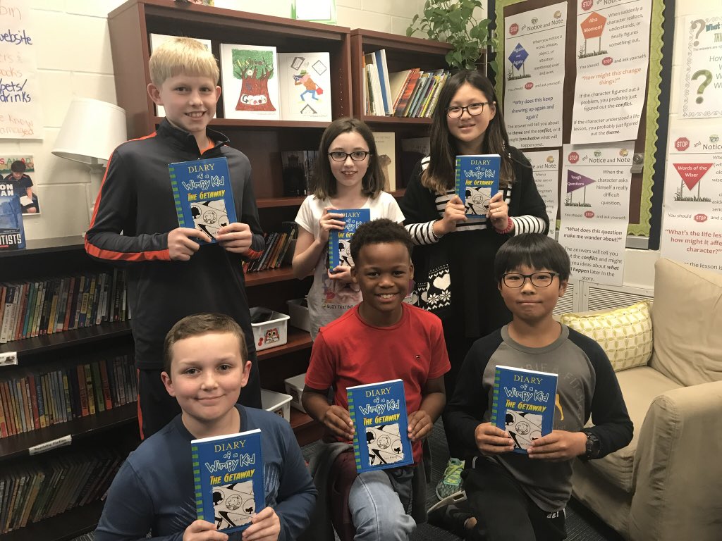 PickElementary's tweet photo. 5th graders pumped up about their new book on its release date! @ScholasticBookClubs #WimpyBookBoxDay #CelebrateAuburn #PickPride https://t.co/fyZPmNG2Ag
