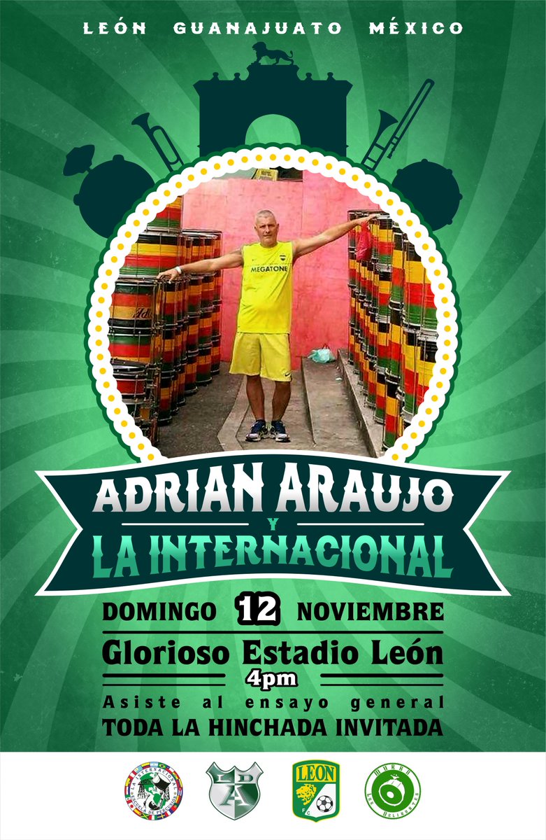 LDA_LeonGto's tweet photo. Adrián Araujo y La Internacional de Caminito en León.

Se convoca a la hinchada para ensayo general. 
No basta con portar la playera, hay que tener compromiso en los proyectos.
NO FALTES https://t.co/ntWea6Z3WS