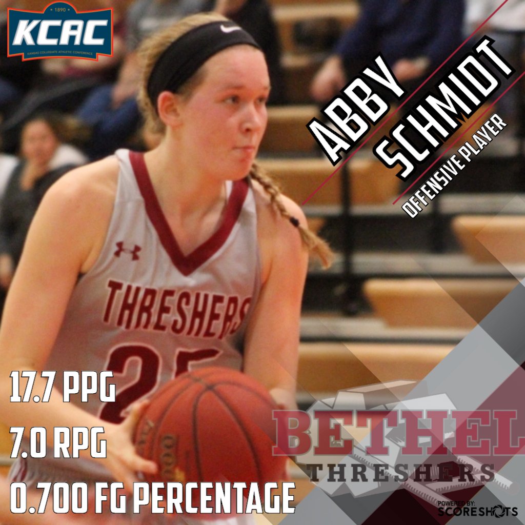 kcacsports's tweet photo. @bethelthresher Sweeps KCAC Women's Basketball Weekly Awards: https://t.co/4nyAQ3xyil #KCACwbb https://t.co/HIuvpLGb0C