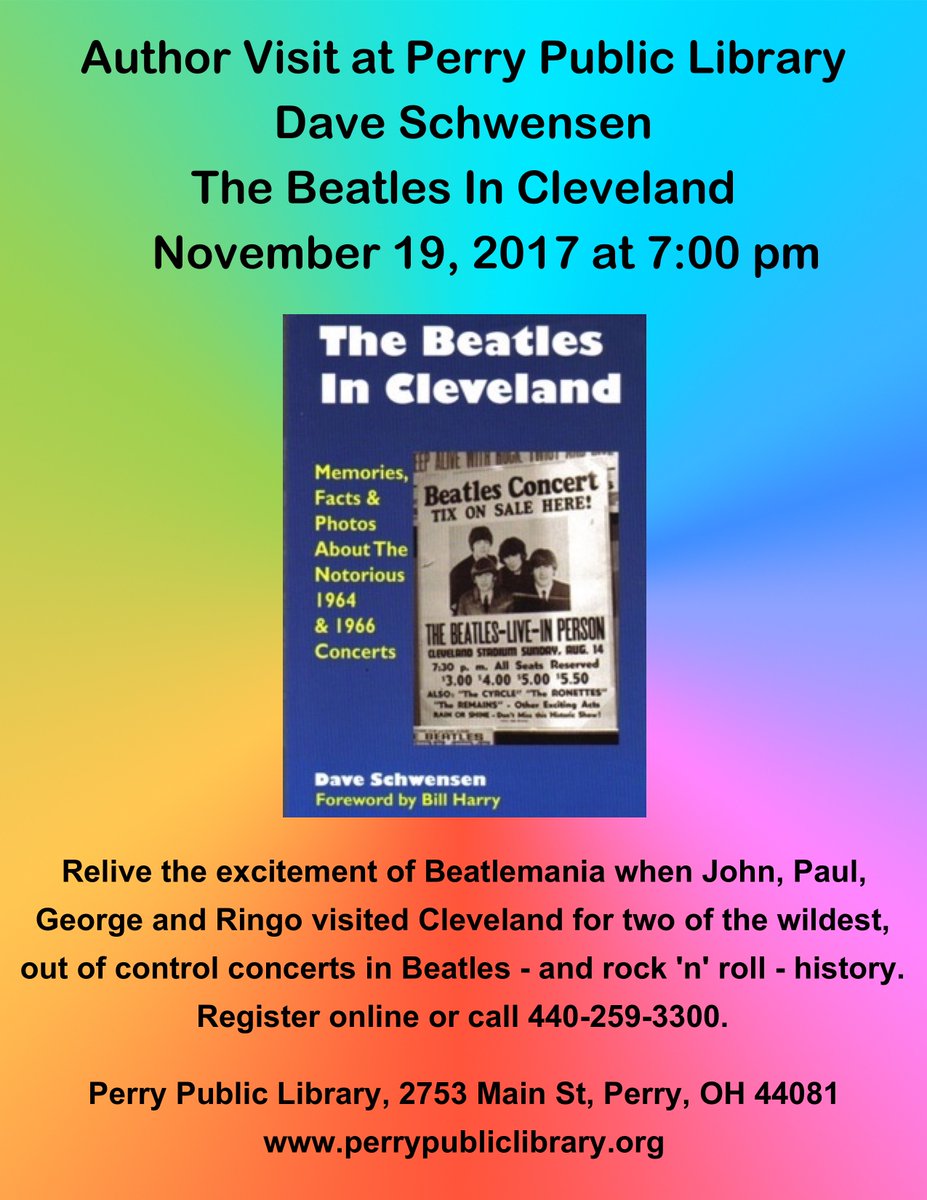 ClassicRocker66's tweet photo. #PerryOhio Library #TheBeatles In #Cleveland Thurs Nov 9 https://t.co/77hT1xNx4w