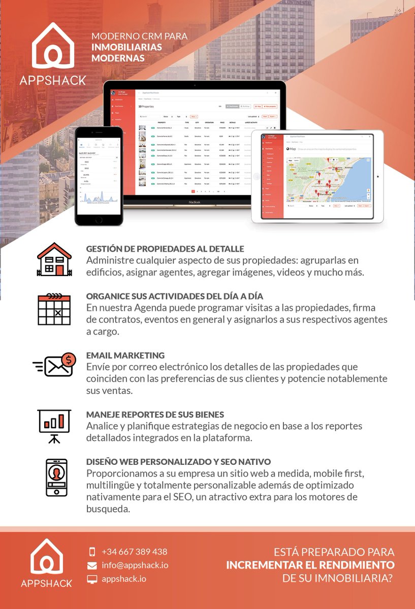 AppshackWeb's tweet image. Gestione sus propiedades, clientes, consultas, agentes, actividades y más con la última tecnología en CRM de Inmuebles.
