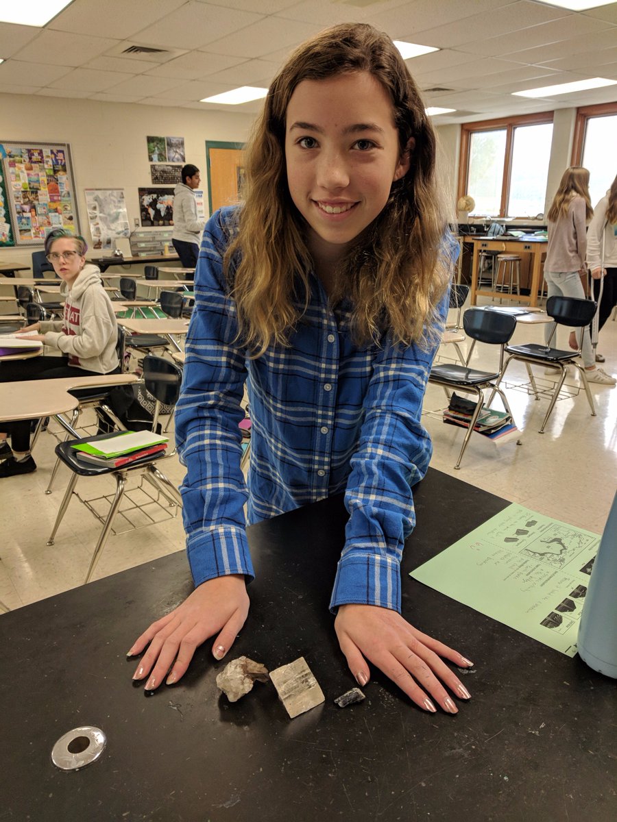 MrsChadesh's tweet photo. When your students share you passion for all things pretty! Thanks for showing the class your new minerals! @GCMSCATS https://t.co/UYV1uTXgYE