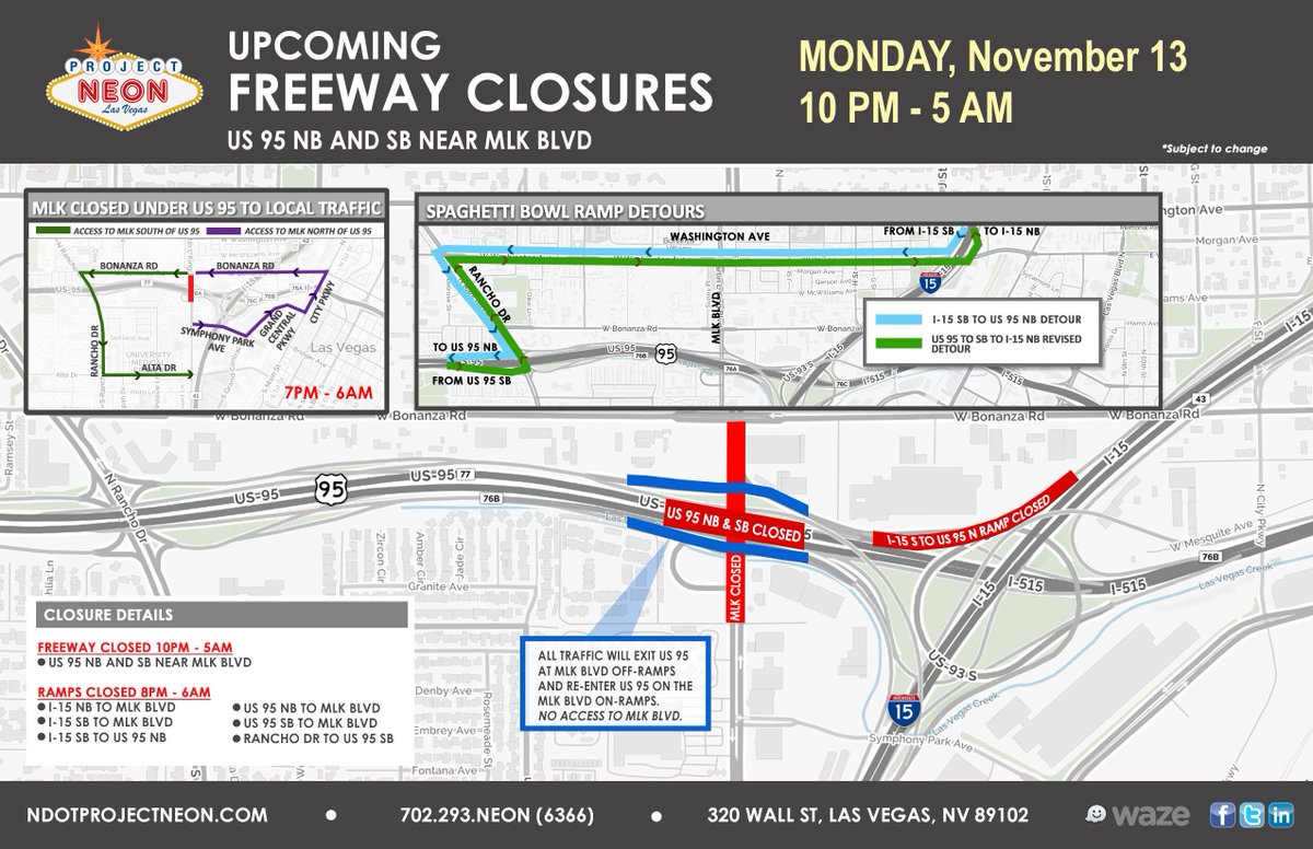 Nevada Dot On Twitter U S Highway 95 Full Closure Monday Night In Downtown Las Vegas Https T Co C0mtt1onvq Reviewjournal Lasvegassun Thenowreport Knprnews Kxnt 720kdwn Https T Co Znkmntccmp