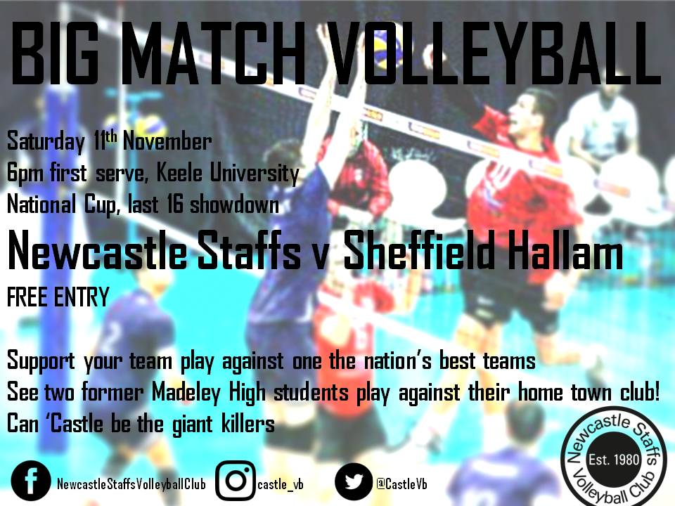 Can 'Castle pull off a huge upset to turnover Super 8s giants <a href="/Sheffvolley/">Sheffield VC</a> this Saturday 6pm at <a href="/Sportkeele/">SportKeele</a>  in the last 16 of the <a href="/VballEngland/">Volleyball England</a> National Cup