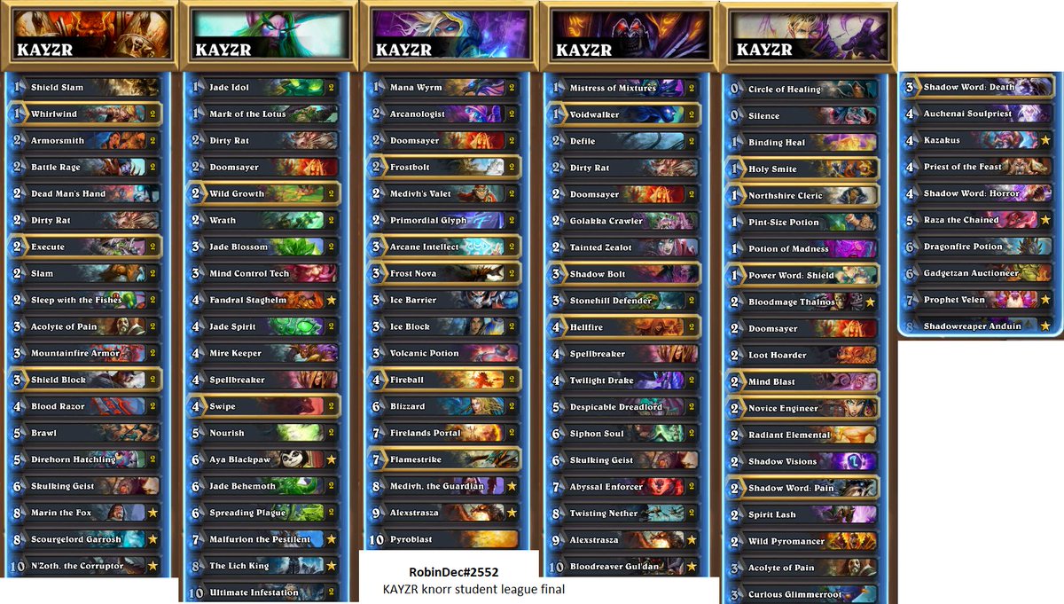 RobinDec_HS's tweet image. I won the @KAYZRGG Student League. Format was conquest Bo5. Bo7 in grand finals. These are the decks which lead me to victory!