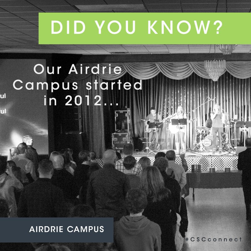 mycschurch's tweet photo. #DYK before #cscairdrie campus started in 2012, there were hundreds of people driving from Airdrie to Central Campus each week? #CSCconnect https://t.co/Hw9RbRhS1v