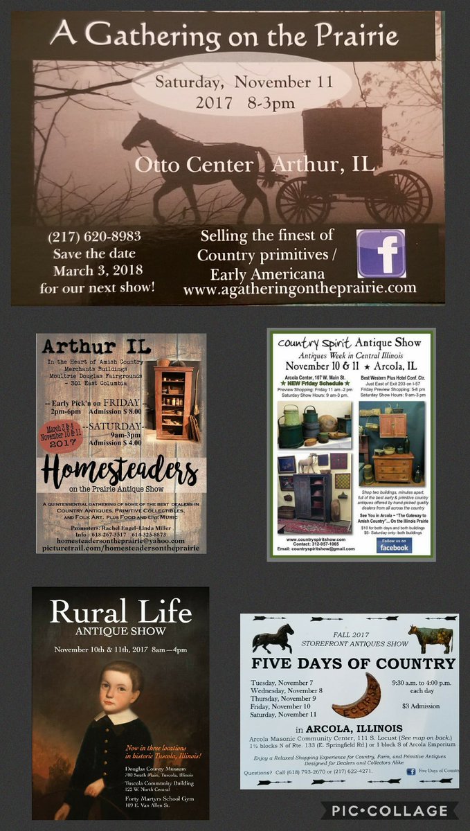 AmishCountryIL's tweet photo. Coming up this weekend!  A Gathering on the Prairie Antique Show in Amish Country #travelback https://t.co/w9CQPLw1i3 https://t.co/ahZeyDv66D