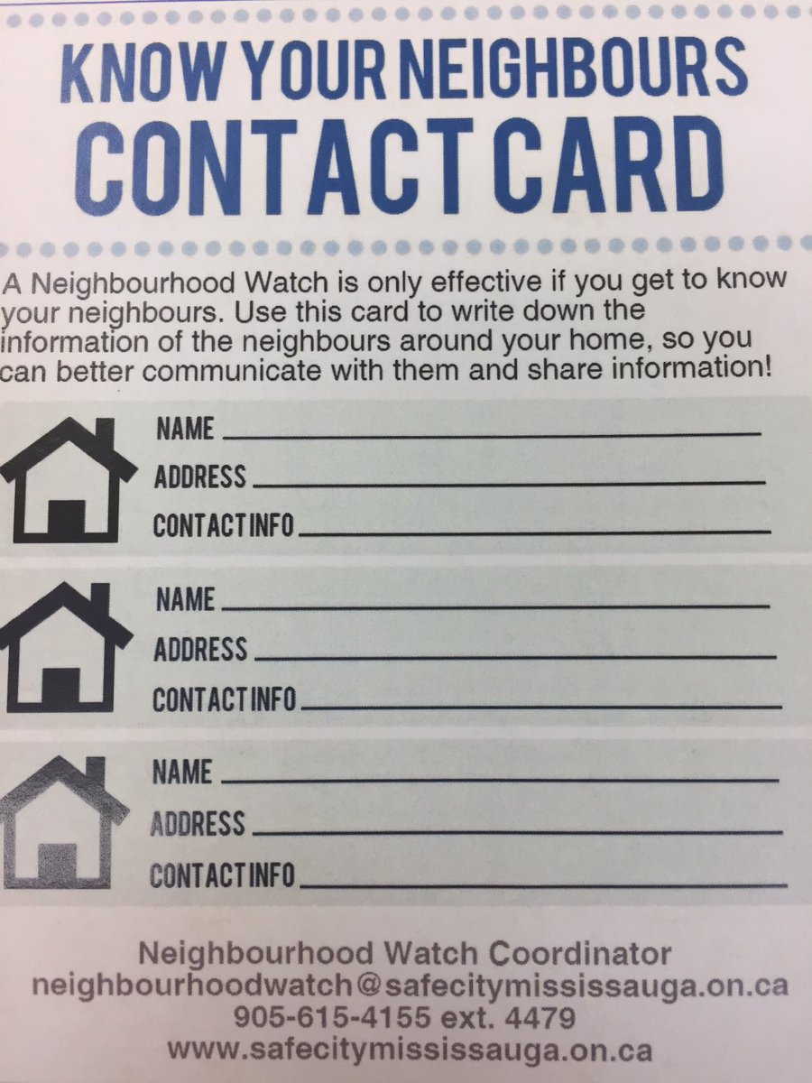 PeelPolice's tweet photo. @SafeCityMiss Here is the contact card used in #KnowYourNeighbour program https://t.co/cj6avlSZkX