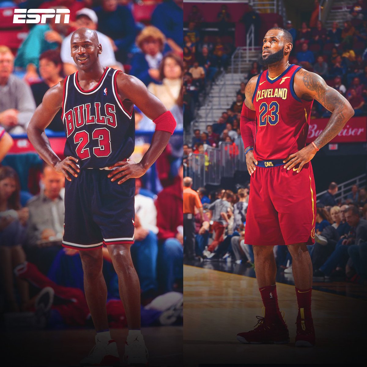ESPNmx's tweet photo. LeBron James empata la los 1,072 juegos de temporada regular en la #NBAxESPN de Michael Jordan 👏

¿Cuántos RT's para estas 2️⃣ leyendas de la #NBA? 😍

https://t.co/d4EkhdQqru https://t.co/On9l4PZjfP