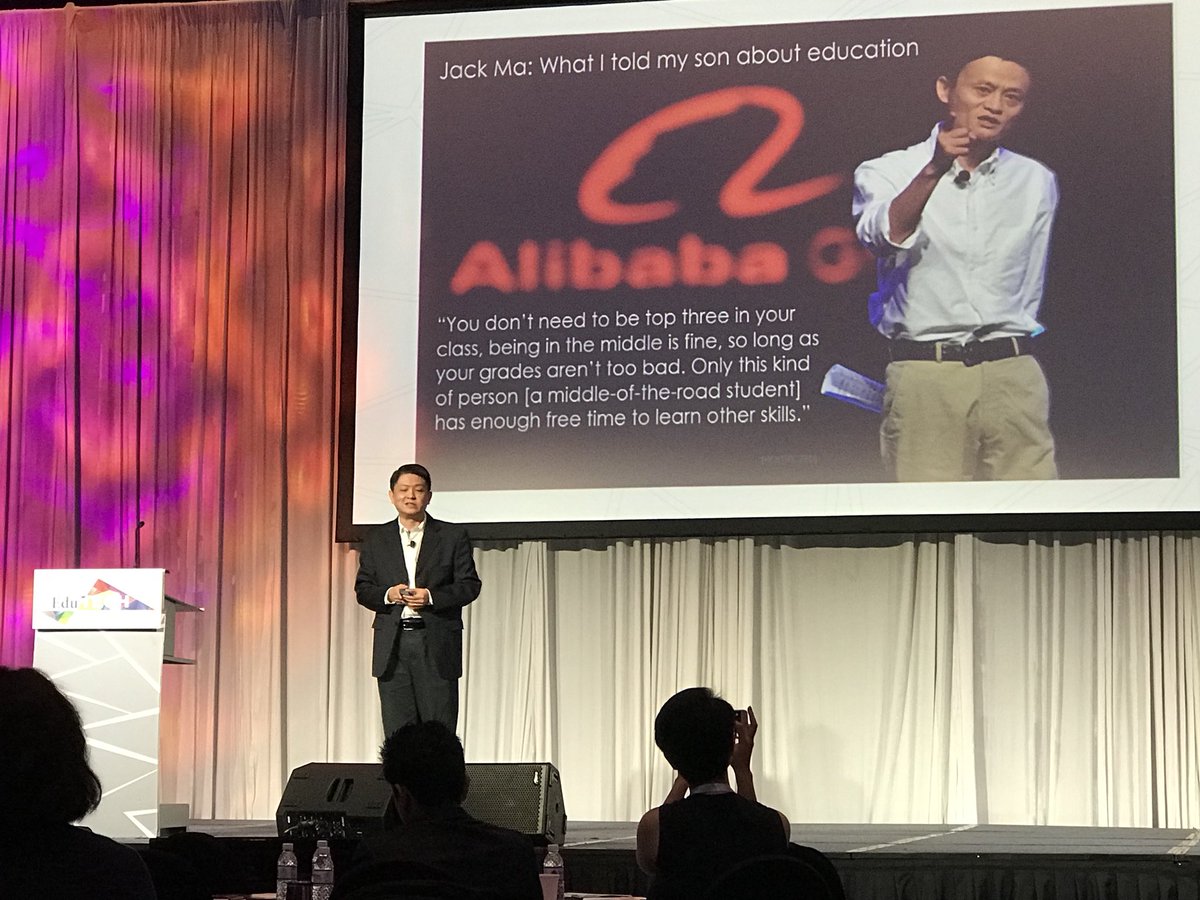 Steven_Sutantro's tweet photo. “You don’t need to be in the top three in your class, being in the middle is fine, Only this kind of person has enough free time to learn other skills.” #EduTECHAsia https://t.co/NztTqVciXs