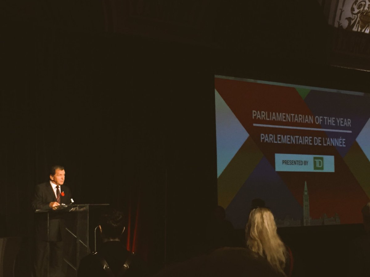 There couldn't be a better presenter for the #ParliamentarianOfTheYear award than #FrankMcKenna representing proud member @TD_Canada