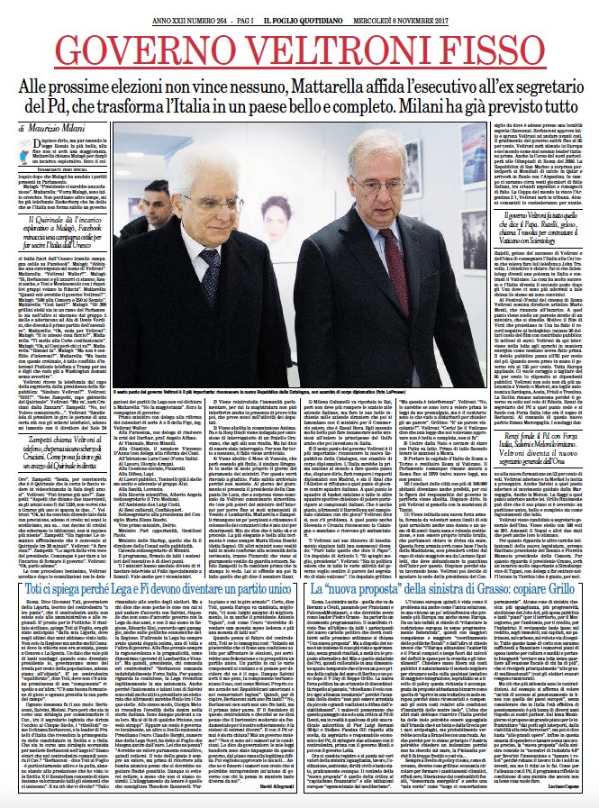 Cosa succederà dopo le elezioni? Incarico a Veltroni per trasformare l’Italia in un paese bello e completo edicola.ilfoglio.it/ilfoglio/books…