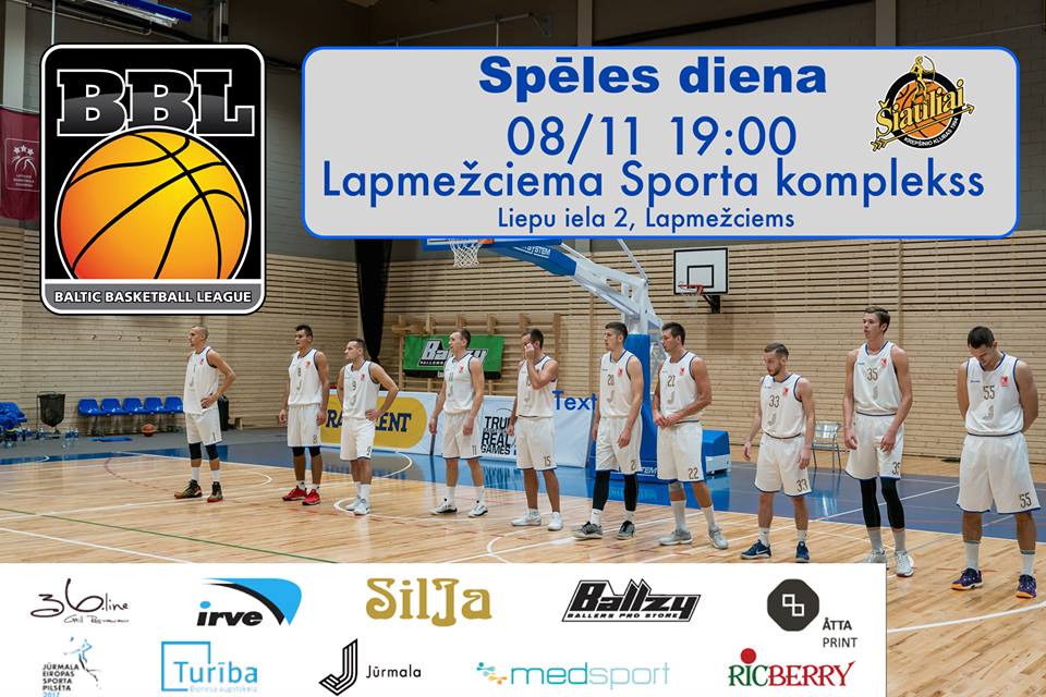 Šī vakara basketbola spēle "Jūrmala" - "Šiauliai" Lapmežciema sporta kompleksā pl.19.00