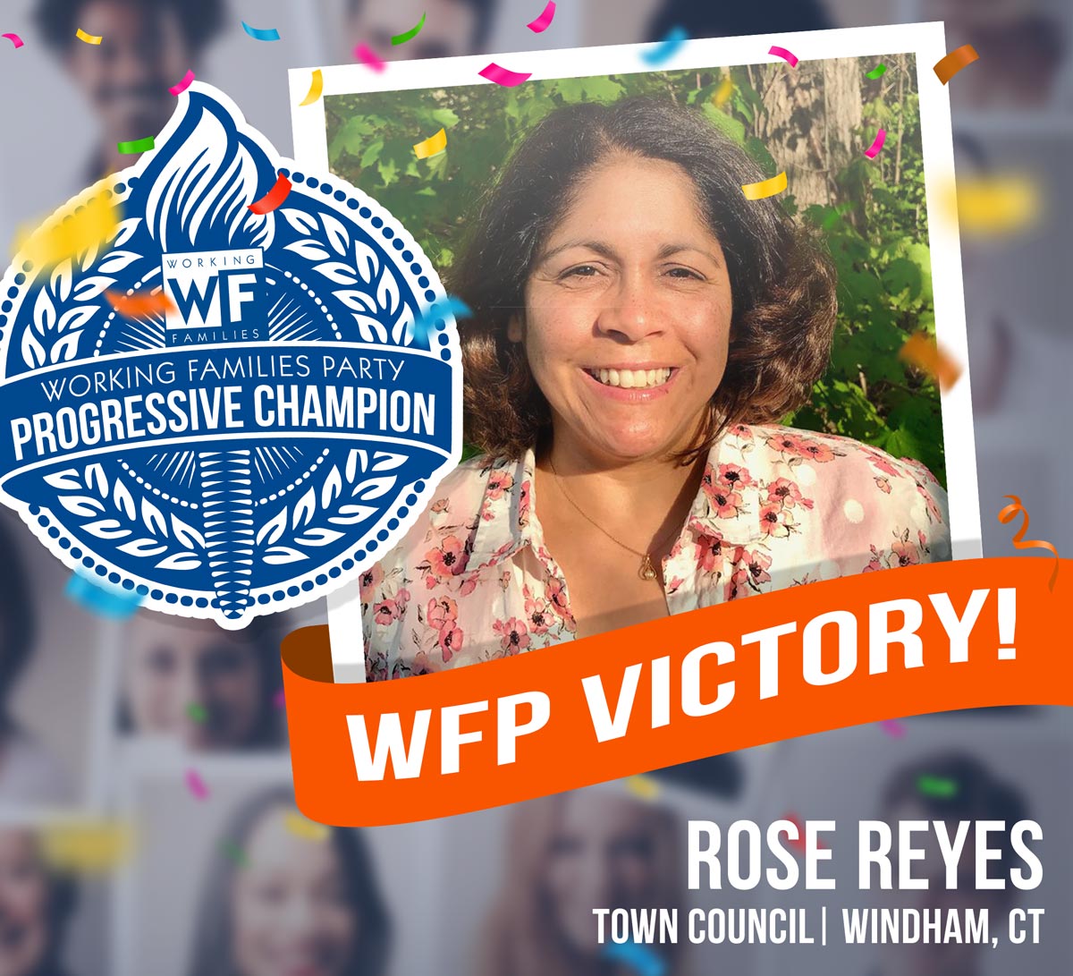 CTWFP's tweet photo. VICTORY!
Congratulations to Rose Reyes, who just won WFP-only for Windham Town Council!
#VoteWFP https://t.co/5jTo2qJHTO