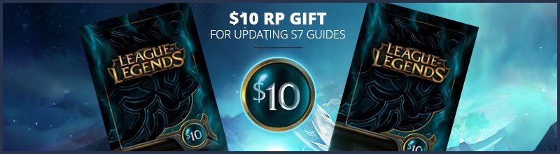 We're giving away $10 RP codes to authors who update their S7 guides in the next month! More details here:
mobafire.com/league-of-lege…
