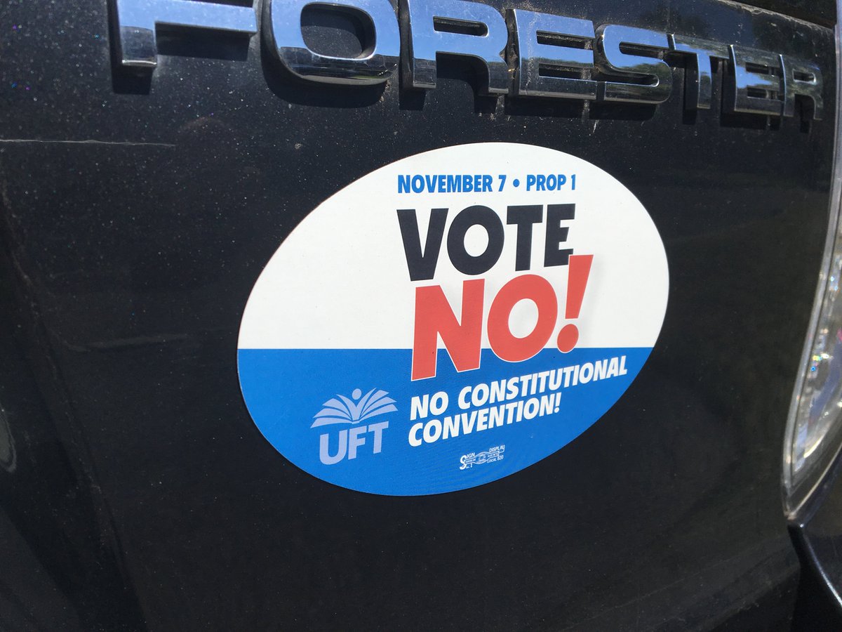 UFT's tweet photo. We did it -- together! New York voters soundly defeated Prop #1 today. Union members got out the word about the dangers. #UnionProud https://t.co/HaeLU8n1Dr