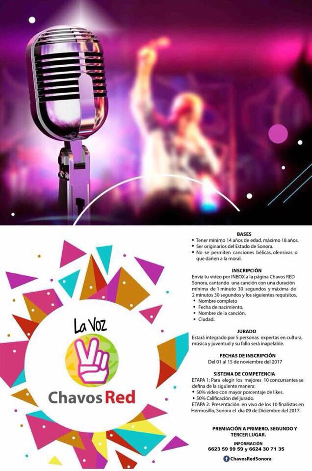 ChavosRedSonora's tweet photo. ¡NO TE PIERDAS ESTA OPORTUNIDAD!
¿Tienes entre 14 y 18 años?
Aún puedes entrar a #LaVozChavosRed y ser parte de este gran movimiento. https://t.co/bsZQfqPI76