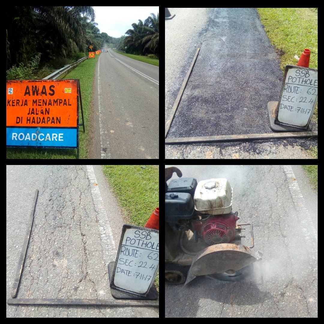 RC_Maran's tweet photo. Tampal Jalan FT62 sek 22.4 Pkn Tajau-Bndr Pusat Jengka #teamroadcare #zeropothole #infrarakyat @jkrmaran @JKRPAHANG @MOWorks @Roadcare_Msia @ProtascoBerhad https://t.co/tdWZppKK0L