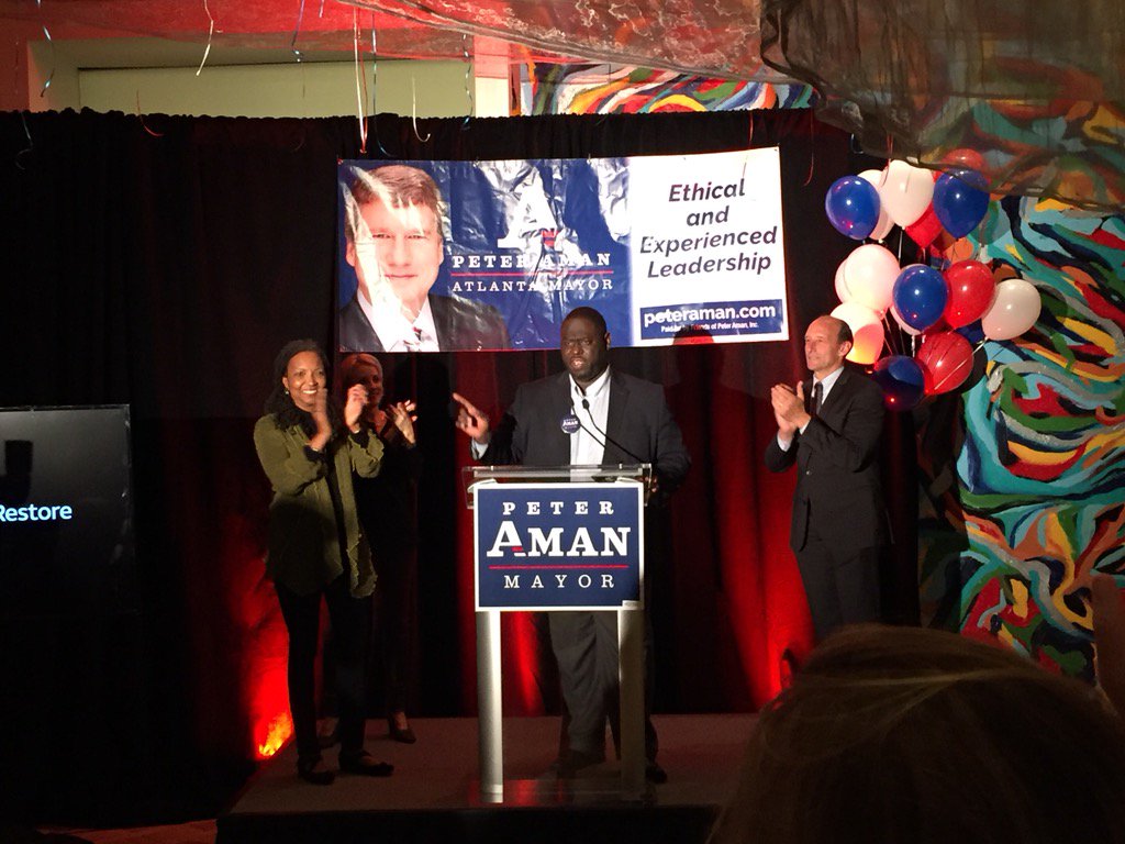 With <a href="/PeterAmanATL/">Peter Aman</a> trailing badly, campaign manager Fred Hicks thanks staffers for “a great run”—but no concession.